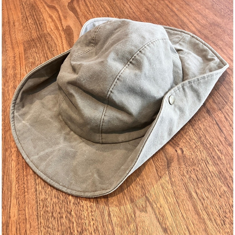 Dorfman Pacific Waxed Canvas Safari Hat Mens Large Khaki USA Snap Up Brim